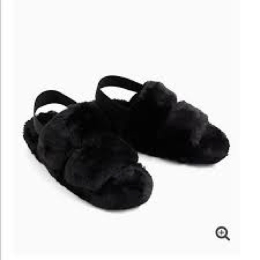 Faux Fur Dual Strap Platform Slippers